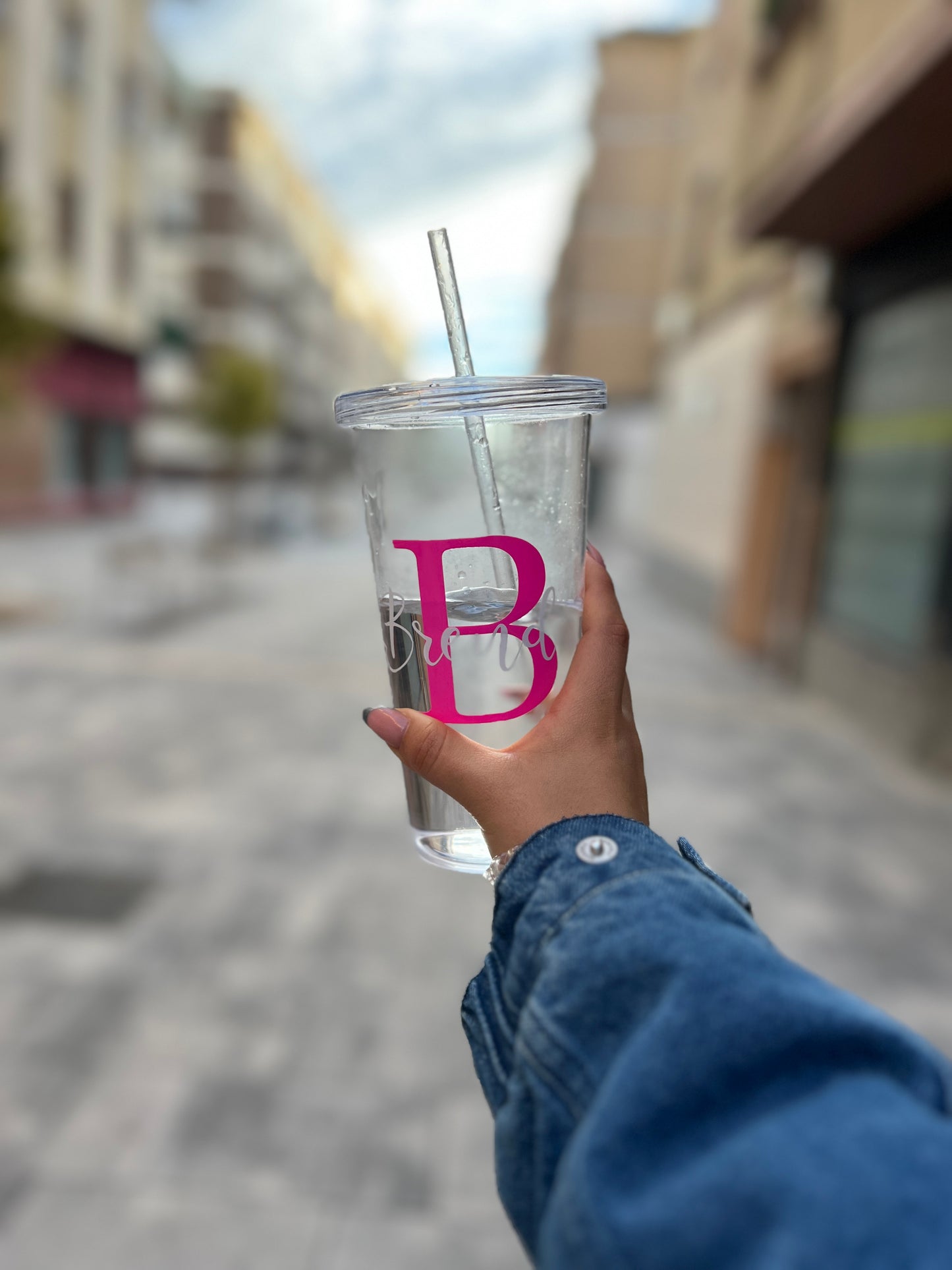 Vaso con pajita Personalizado con tu nombre  por mayor o menor