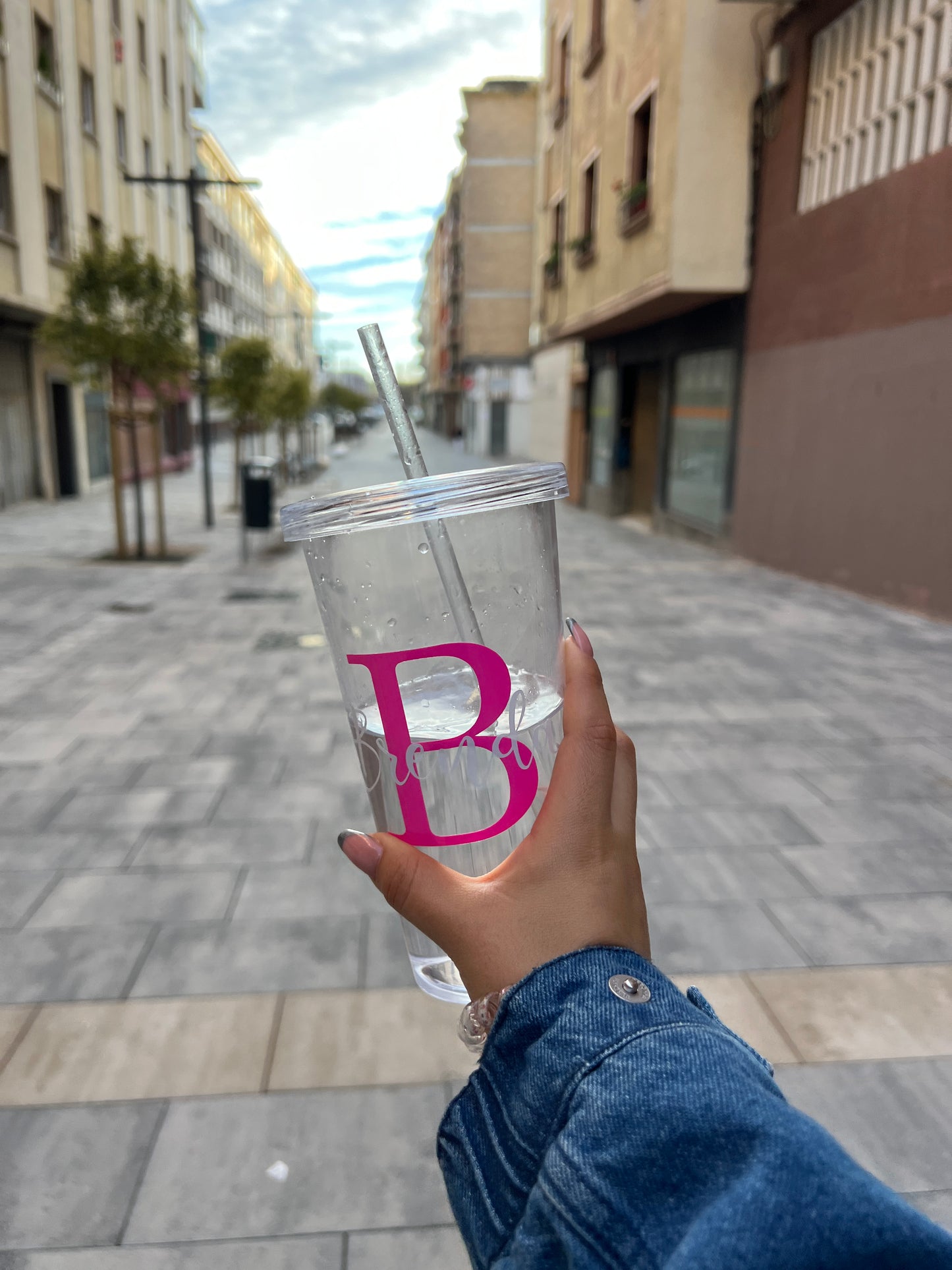 Vaso con pajita Personalizado con tu nombre  por mayor o menor